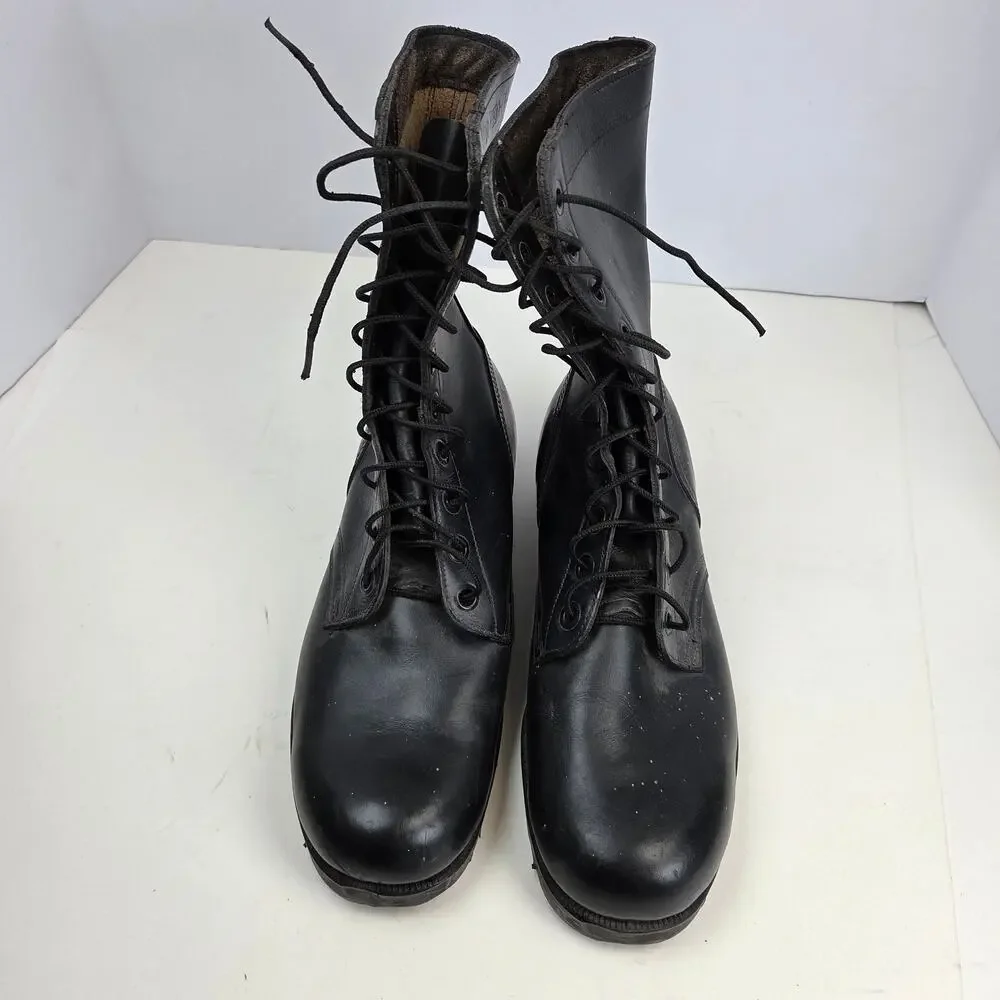 Vintage 1971 USGI Combat Boots 10R Black Leather Vietnam Era Ro-Search Sole